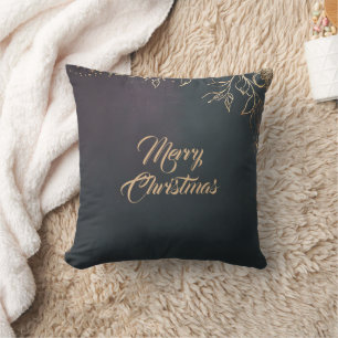 Cojín Decorativo Feliz Navidad Elegante diseño floral de Matte oscu