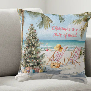Cojín Decorativo *Feliz Navidad en la Playa Monograma