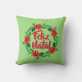 Cojín Decorativo Feliz Navidad en portugués navideña