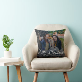 Cojín Decorativo Feliz Navidad Escritura Caprichosa Foto de Familia