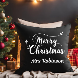 Cojín Decorativo Feliz Navidad Familia de Personalizados Mínimos Bl