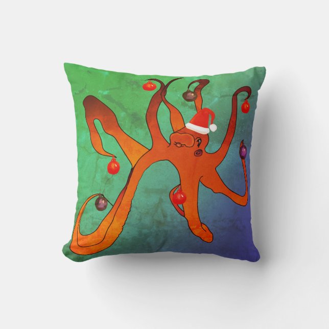 Cojín Decorativo Feliz Navidad, feliz año nuevo Octopus (Anverso)