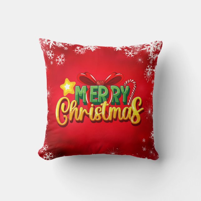 Cojín Decorativo Feliz Navidad Feliz Navidad Navidad Diversión Verd (Anverso)