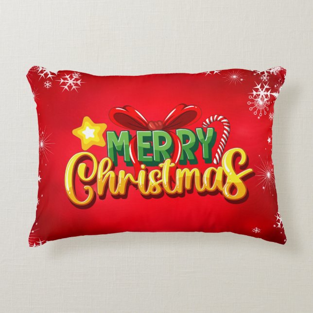 Cojín Decorativo Feliz Navidad Feliz Navidad Navidad Diversión Verd (Anverso)