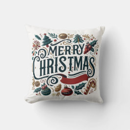 Cojín Decorativo Feliz Navidad Festiva y Cordial