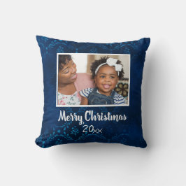 Cojín Decorativo Feliz Navidad Foto Azul Marinho Año