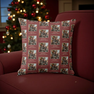 Cojín Decorativo Feliz Navidad Foto Roja Navideña