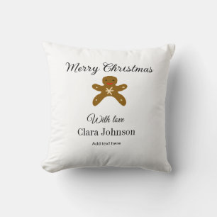 Cojín Decorativo Feliz Navidad galletas marrón agregar nombre con a
