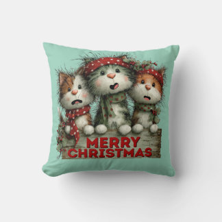 Cojín Decorativo Feliz Navidad Gatos