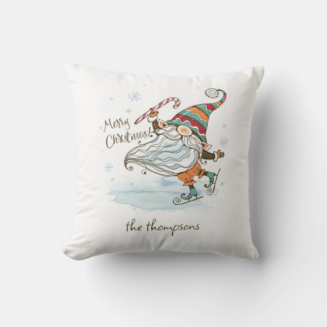 Cojín Decorativo Feliz Navidad Gnome nórdico (Anverso)