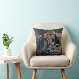 Cojín Decorativo Feliz Navidad Guión Caprichoso Foto de Familia Per