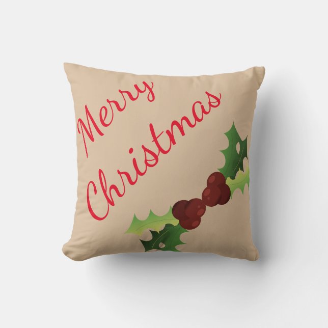 Cojín Decorativo Feliz Navidad, hoja decorativa (Anverso)