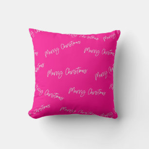 Cojín Decorativo Feliz Navidad Hot Pink Moderno Script
