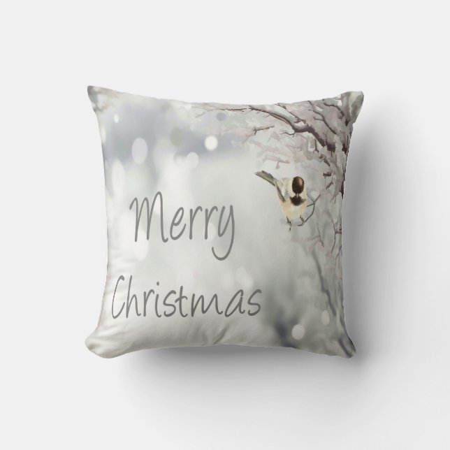 Cojín Decorativo Feliz Navidad Invierno Ave helado Tradicional (Anverso)