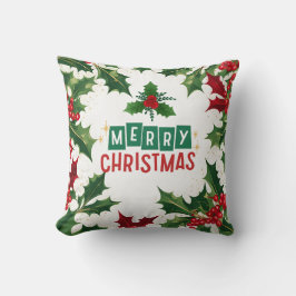 Cojín Decorativo Feliz Navidad Invierno Navidad Festividad Verde Ro