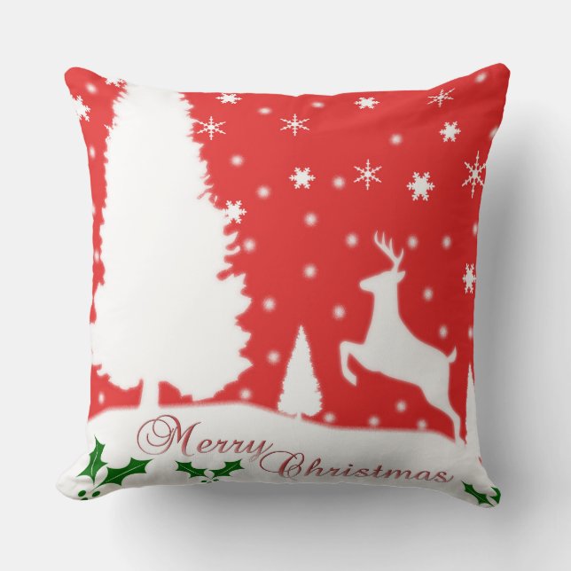 Cojín Decorativo Feliz Navidad Invierno Snowflakes (Anverso)