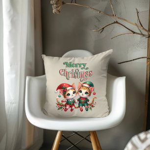 Cojín Decorativo Feliz Navidad Kitten Elves
