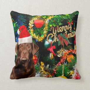 Cojín Decorativo Feliz Navidad Labrador Recuperador Perro Santa Hat