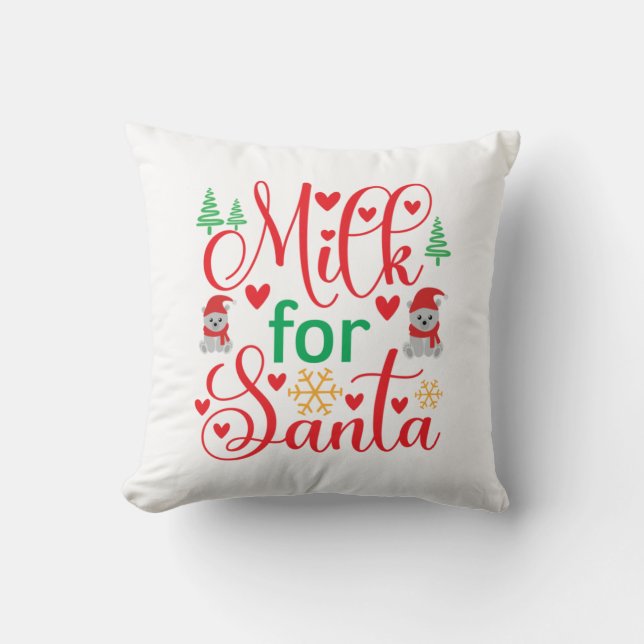 Cojín Decorativo Feliz Navidad Leche Para Santa (Anverso)