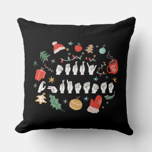 Cojín Decorativo Feliz Navidad - Lenguaje de Señas Americano III