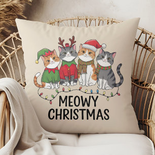 Cojín Decorativo Feliz Navidad Meowy Gatos Divertidos - Navidades L