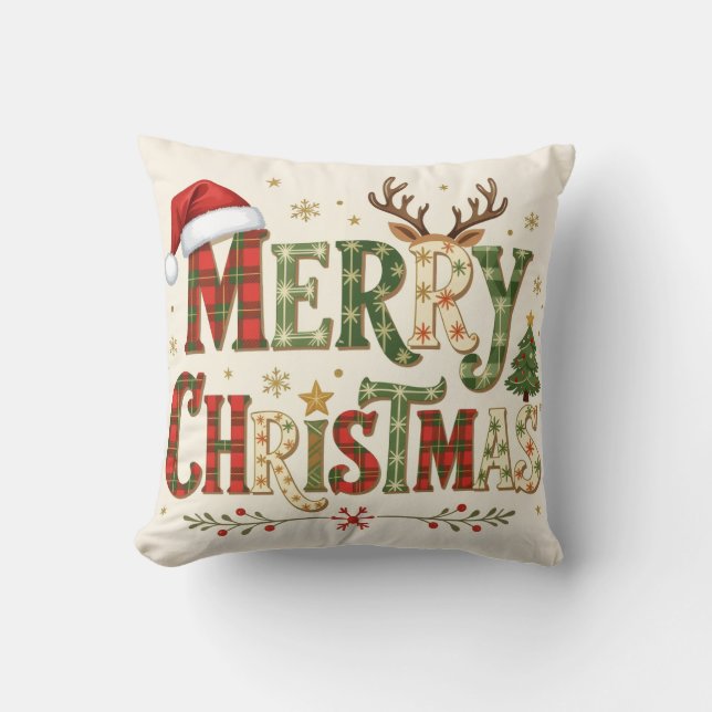 Cojín Decorativo Feliz Navidad minimal chic (Anverso)