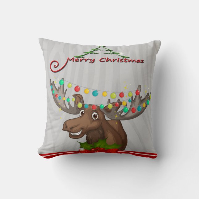 Cojín Decorativo Feliz Navidad Moose (Anverso)
