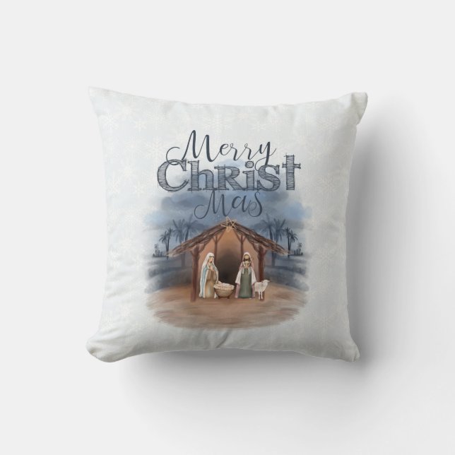 Cojín Decorativo Feliz Navidad Natividad (Anverso)