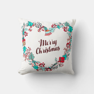 Cojín Decorativo Feliz Navidad Navidad Tipografía Forma de corazón