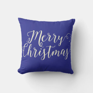 Cojín Decorativo Feliz Navidad Navidades beiges azules oscuros