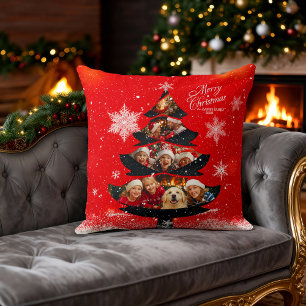 Cojín Decorativo Feliz Navidad Nevado Foto Familiar Árbol