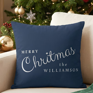 Cojín Decorativo Feliz Navidad Nombre de Familia Personalizado