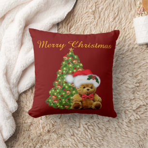 Cojín Decorativo Feliz Navidad Osito de Peluche