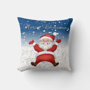 Cojín Decorativo Feliz Navidad, Papá Noel, Destellos, Blanco