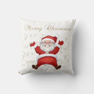 Cojín Decorativo Feliz Navidad, Papá Noel, Destellos, Blanco