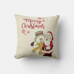 Cojín Decorativo Feliz Navidad, Papá Noel, Muñeco de nieve