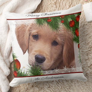 Cojín Decorativo Feliz Navidad para los goleadores - Perro lindo