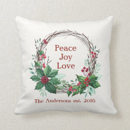 Cojín Decorativo Feliz Navidad Paz Alegría Alegría Holly Wreath Rús