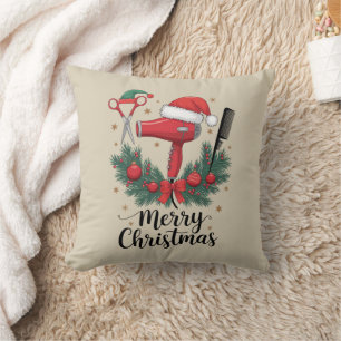Cojín Decorativo Feliz Navidad Peluquero Estilista Xmas Cabello