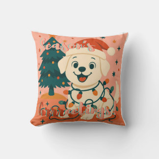 Cojín Decorativo ¡Feliz Navidad! Perro divertido de Santa