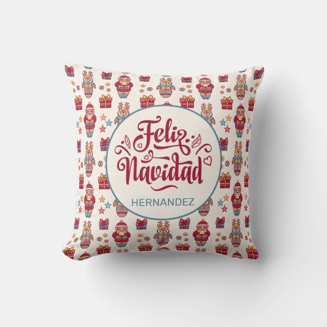 Cojín Decorativo Feliz Navidad personalizada (Anverso)