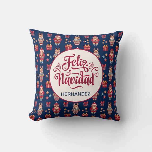 Cojín Decorativo Feliz Navidad personalizada (Anverso)