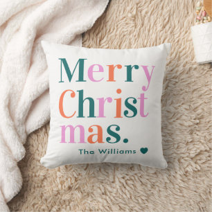 Cojín Decorativo Feliz Navidad personalizada y colorida