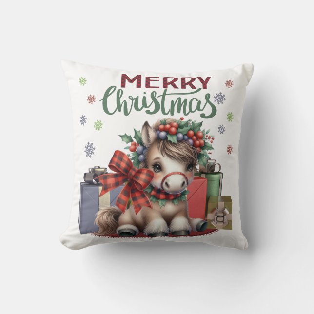 Cojín Decorativo Feliz Navidad Pony (Anverso)