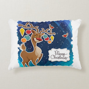 Cojín Decorativo Feliz Navidad Prancing Reindeer