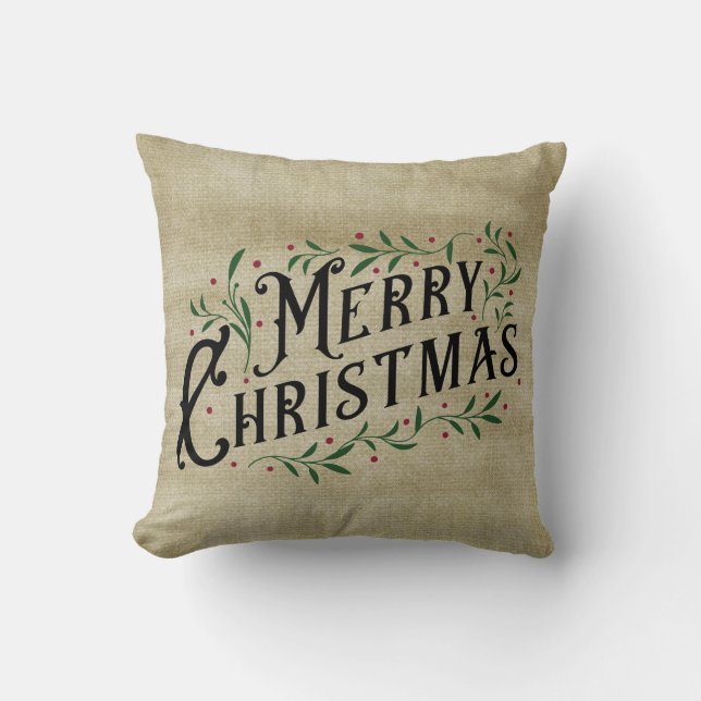Cojín Decorativo Feliz Navidad - Primitiva del país (Anverso)