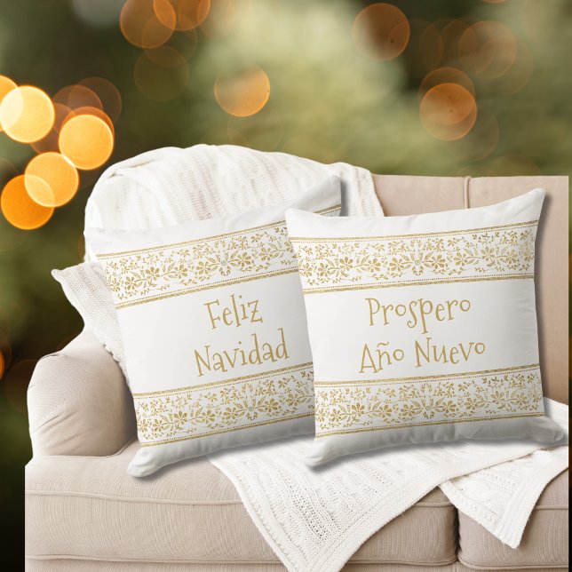 Cojín Decorativo Feliz Navidad Prospero Año Nuevo Oro (Subido por el creador)
