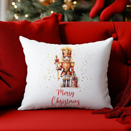 Cojín Decorativo Feliz Navidad Red Gold Nucracker