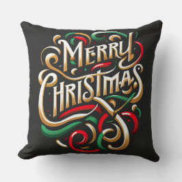 Cojín Decorativo Feliz Navidad Red Green Gold