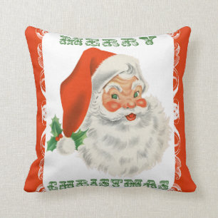 Cojín Decorativo Feliz Navidad Retro Santa Claus